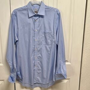 Joseph Abboud Sky Blue White Checker French Sleeve Men's Dress Shirt 16.50 Tall